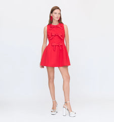 Couturebud The Blythe Bow Dress - Red with Red Bows