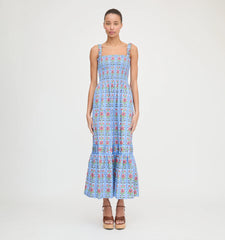 CouturebudThe Anjuli Nap Dress - Blue Floral Block Stripe