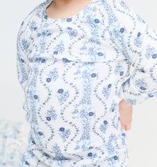 Couturebud The Baby PJ Set - Blue Vine Stripe