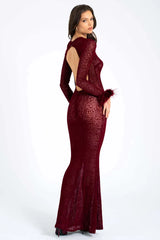 Patricia Leopard Burnout Velvet Backless Dress