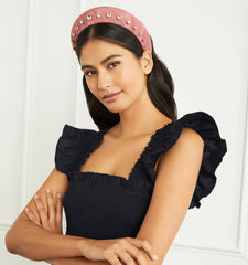 Couturebud The Jeweled Halo Headband - Pink Moiré