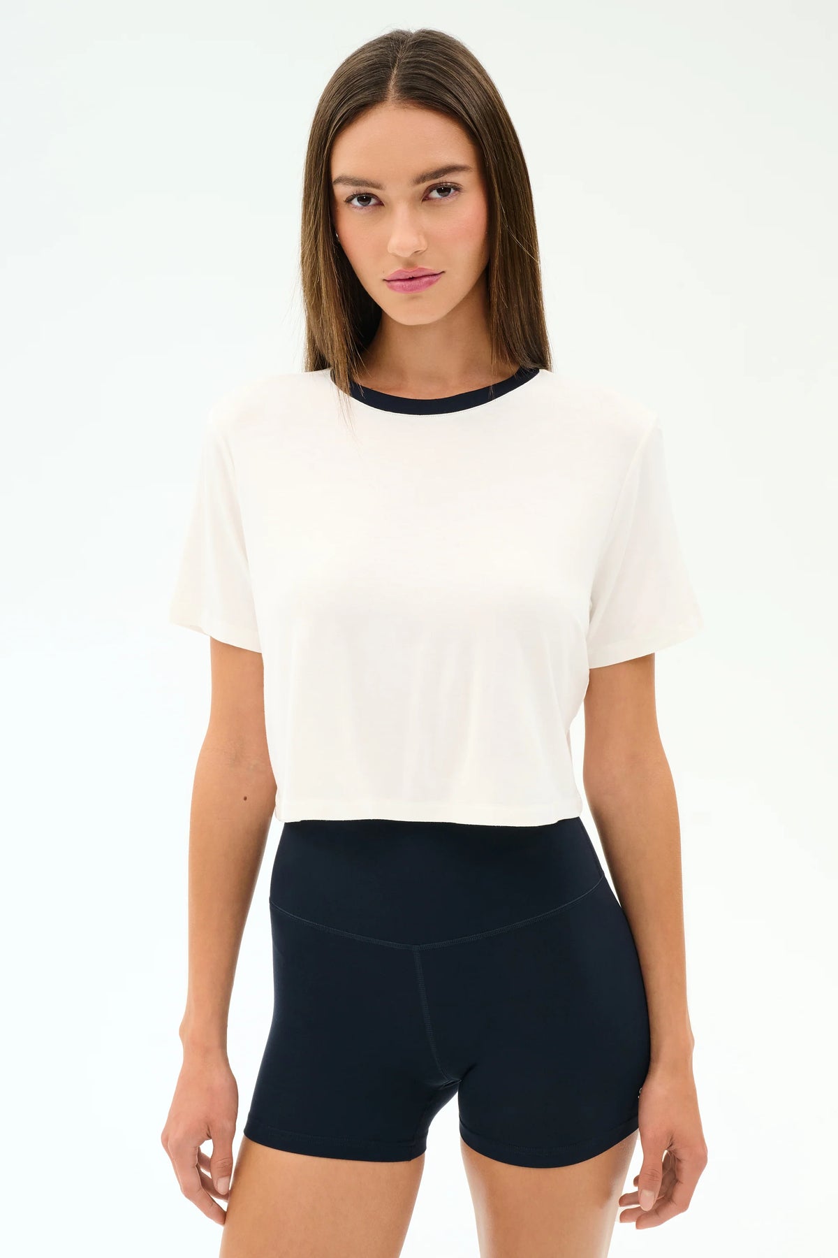 Djuna Crop Ringer - White/Indigo