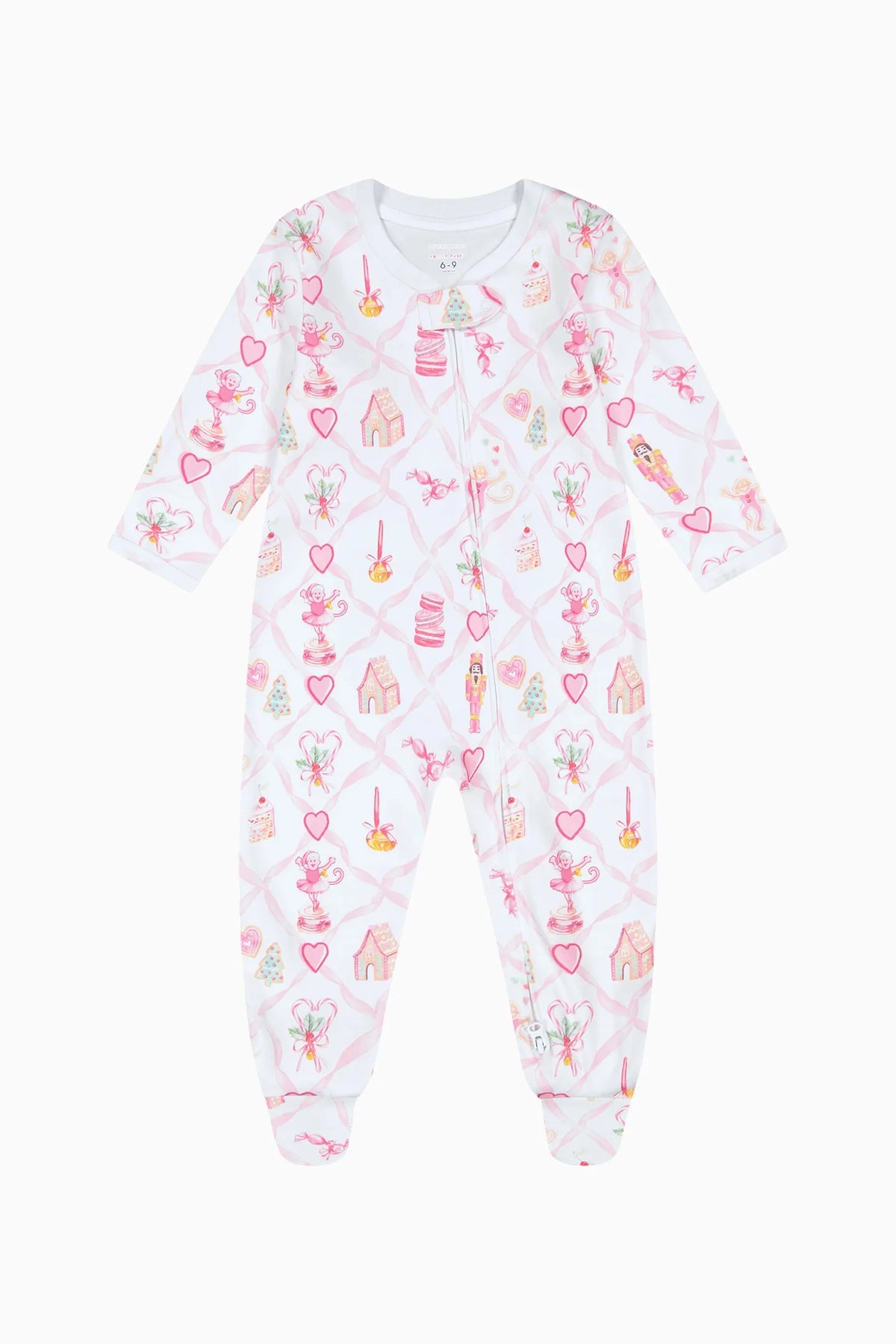 Couturebud x Roller Rabbit Infant Sugarplum Lattice Zipper Footie