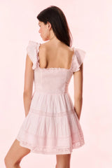 Rietta Cotton Lace-Trimmed Mini Dress - BALLERINA PINK