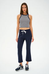 Kiki Rib Crop Tank - White/Indigo Stripe