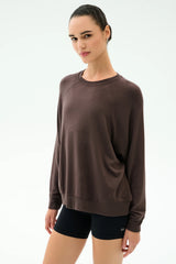 Andie Oversized Fleece Sweashirt - Dark Chocolate