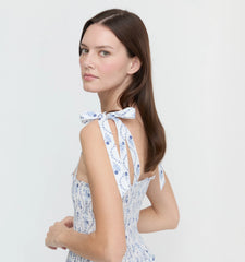 Couturebud The Ribbon Charlotte Nap Dress - Blue Vine Stripe