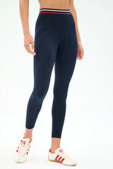 Bailey High Waist Active Rib 7/8 - Heather Indigo