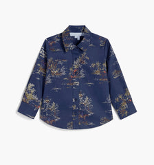 Couturebud The Tiny Brennan Shirt - Navy Equestrian Toile