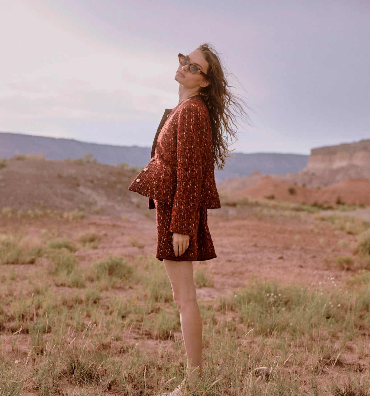 Couturebud The Valentina Jacket - Burgundy Tweed