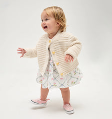 Couturebud The Tiny Harper Cardigan - Cream Marl Knit