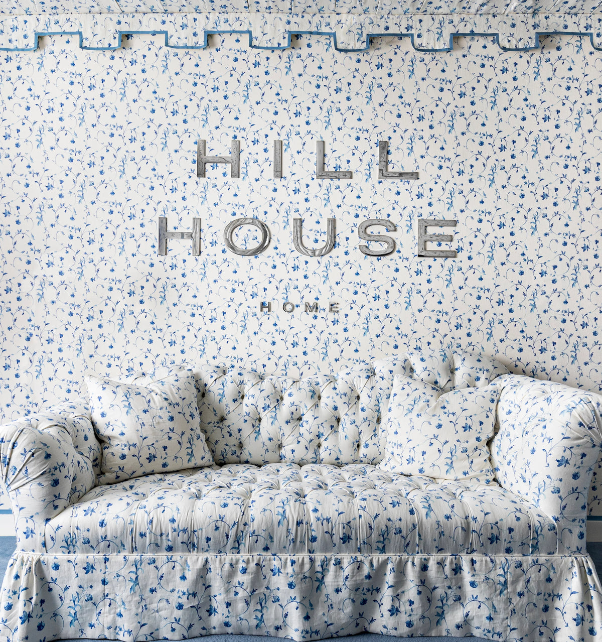 Couturebud The Perry Lumbar Throw Pillow - Blue Botanical