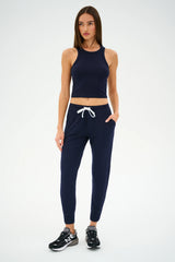 Kiki Rib Crop Tank - Indigo