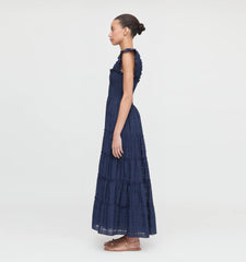 Couturebud The Ellie Maxi Nap Dress - Navy Sheer Plaid