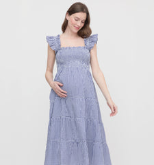 Couturebud The Maternity Ellie Nap Dress - Navy Gingham
