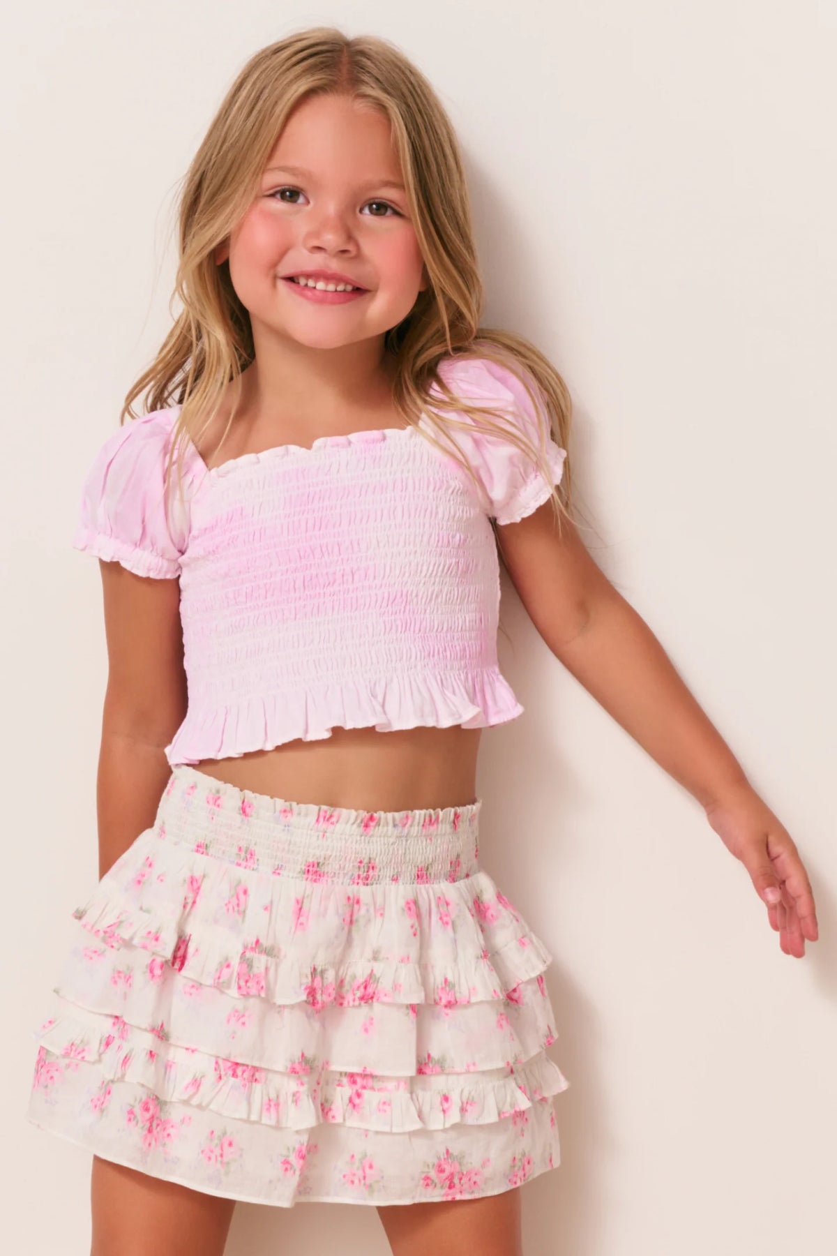 Girls Fabielle Cotton Top - PEONY PINK