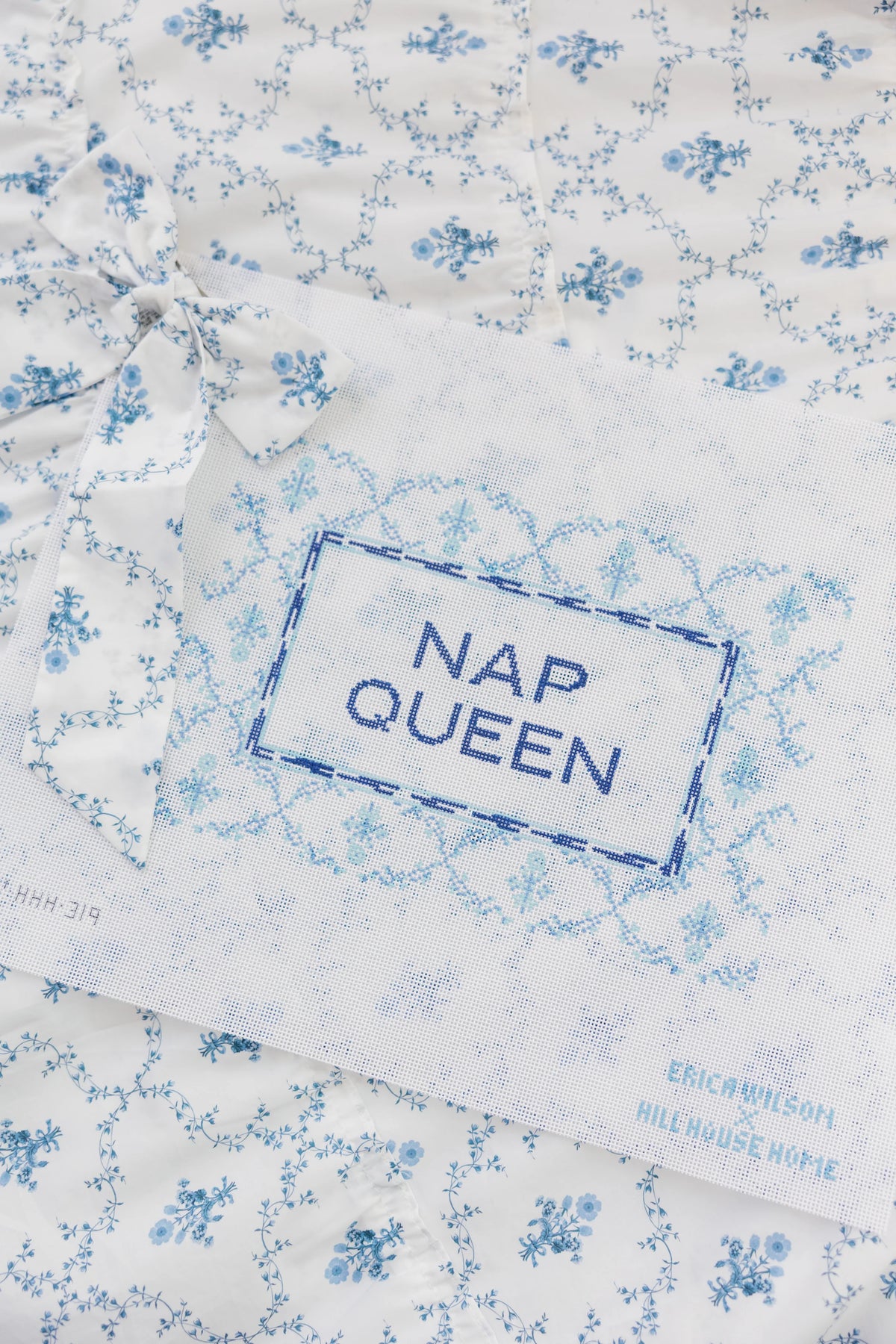 Couturebud The Hill House x Erica Wilson Nap Queen Pillow Canvas - Blue Trellis