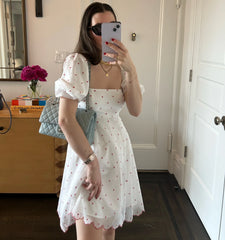 Couturebud The Matilda Mini Dress - Cherry Organza Dot