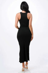 High Neck Side Slit Max Dress