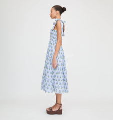 CouturebudThe Ribbon Ellie Nap Dress - Blue Block Print
