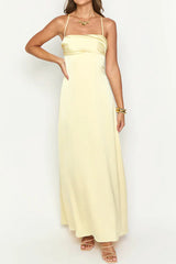Blaise Yellow Satin Maxi Dress