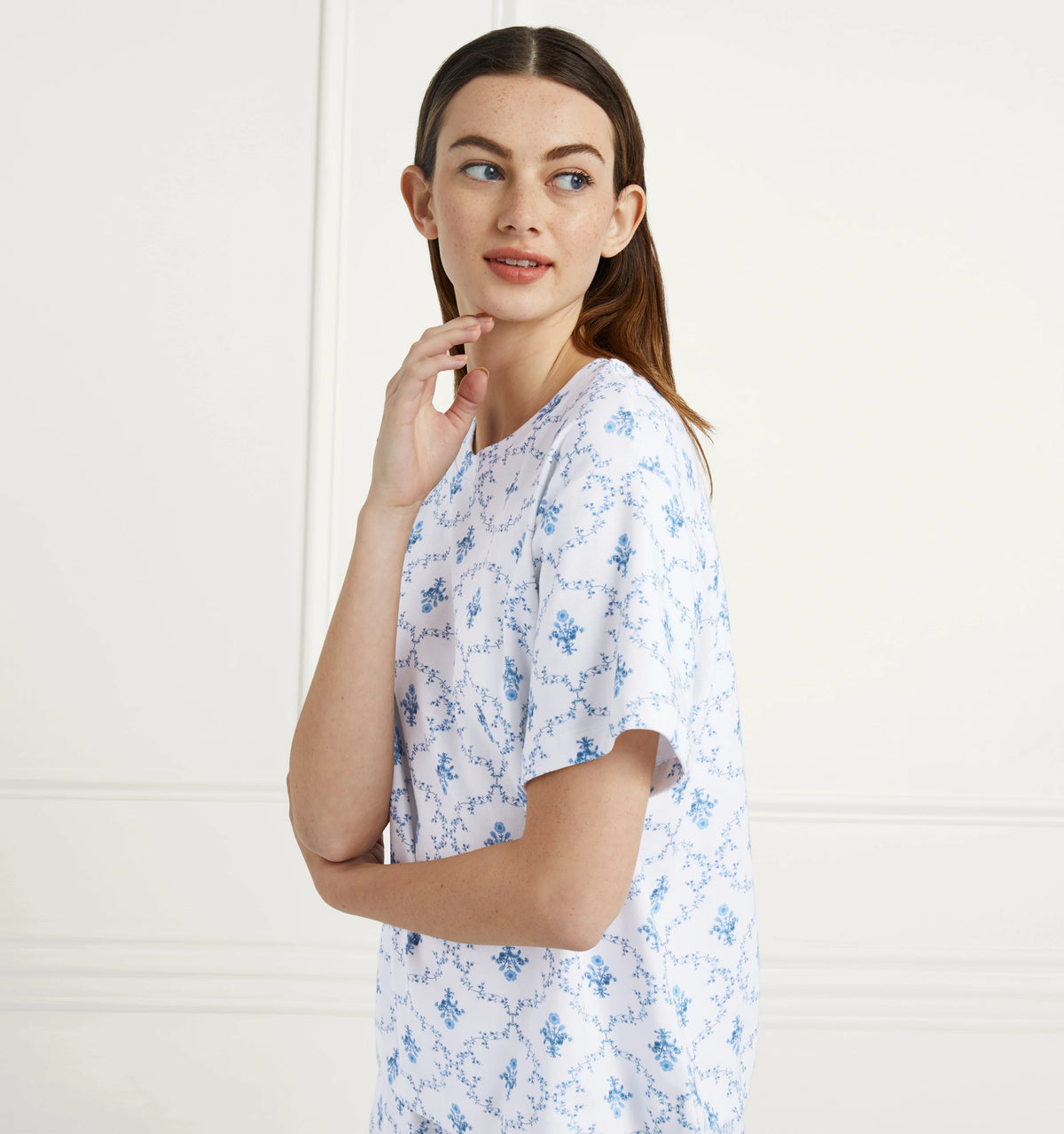 Couturebud The Charlotte Sleep Tee - Blue Trellis