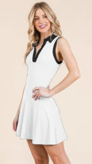 Contrast Collar Drop Waist Tennis Mini Dress