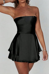 Solid Backless Lace Up Tube Fit Mini Dress