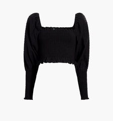 Couturebud The Grace Nap Top - Black Textured Clip Dot