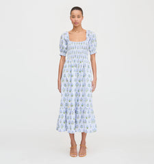 CouturebudThe Louisa Nap Dress - Blue Block Print