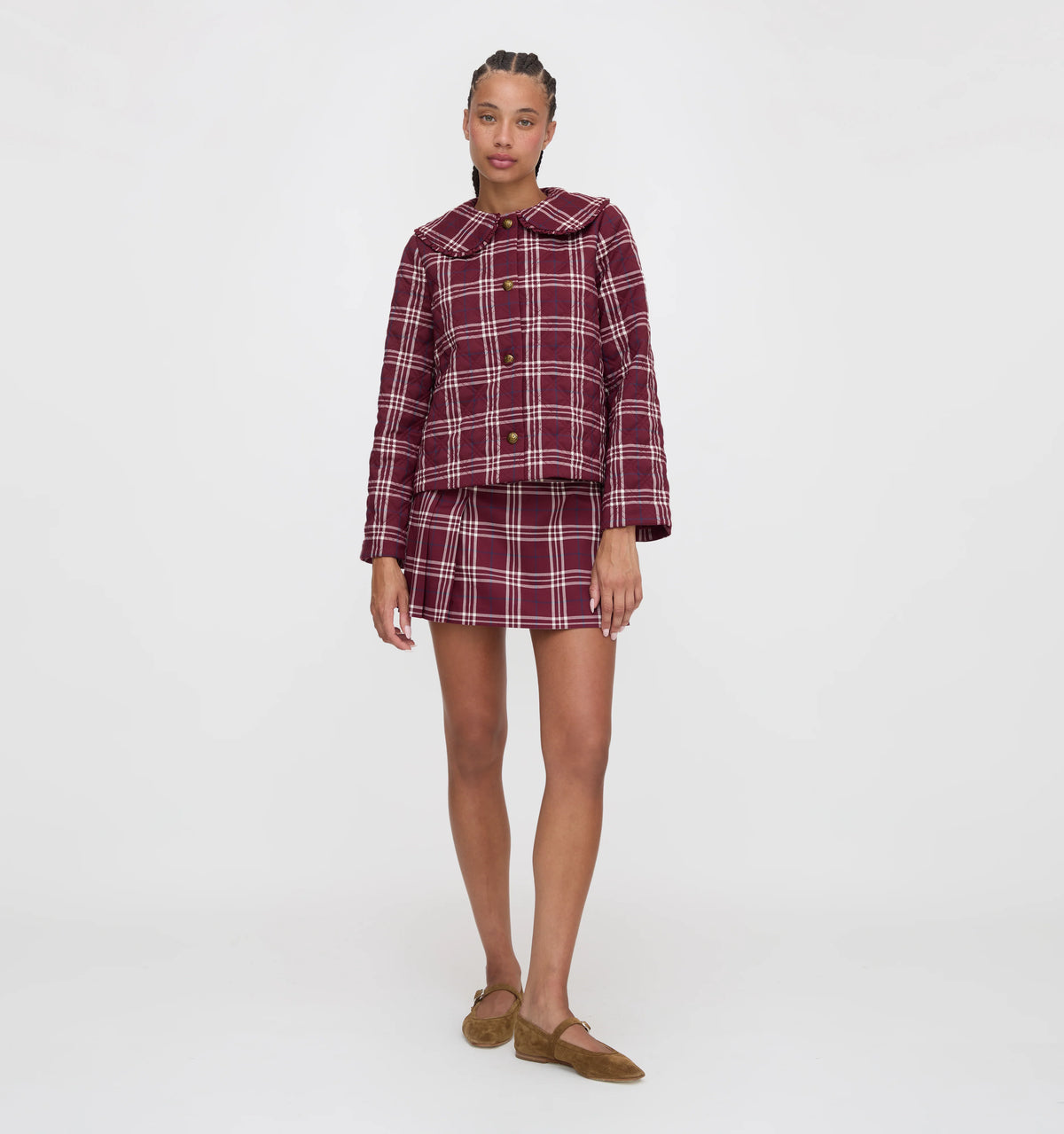 Couturebud The Blake Jacket - Berry Wallace Plaid