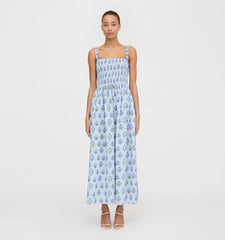 Couturebud The Anita Nap Dress - Blue Block Print