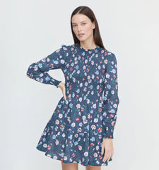 Couturebud The Viviana Mini Nap Dress - Navy Belgravia Floral Ikat