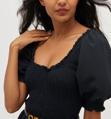 Couturebud The Louisa Nap Dress - Black Crepe