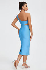 Flower Applique Midi Bandage Dress