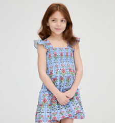 Couturebud The Tiny Ellie Nap Dress - Blue Floral Block Stripe
