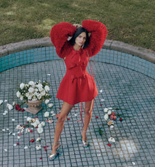 Couturebud The Blythe Bow Dress - Red with Red Bows