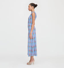 CouturebudThe Sloane Dress - Blue Floral Block Stripe Jersey