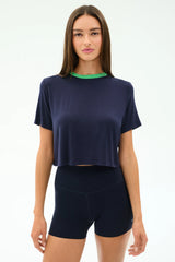 Djuna Crop Ringer - Indigo/Spearmint