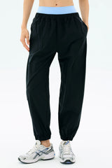 Megan Woven Nylon Jogger - Black
