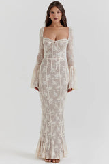 Delilah Vintage Cream Lace Maxi Dress