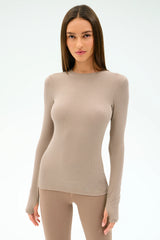 Louise Rib Long Sleeve - Latte