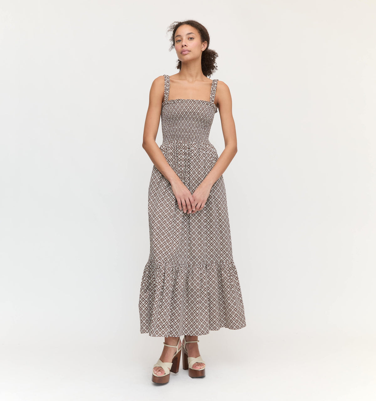 Couturebud The Anjuli Nap Dress - Chocolate Circular Lattice