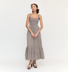 Couturebud The Anjuli Nap Dress - Chocolate Circular Lattice