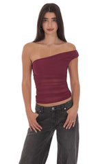 Sheer One Shoulder Top in Plum