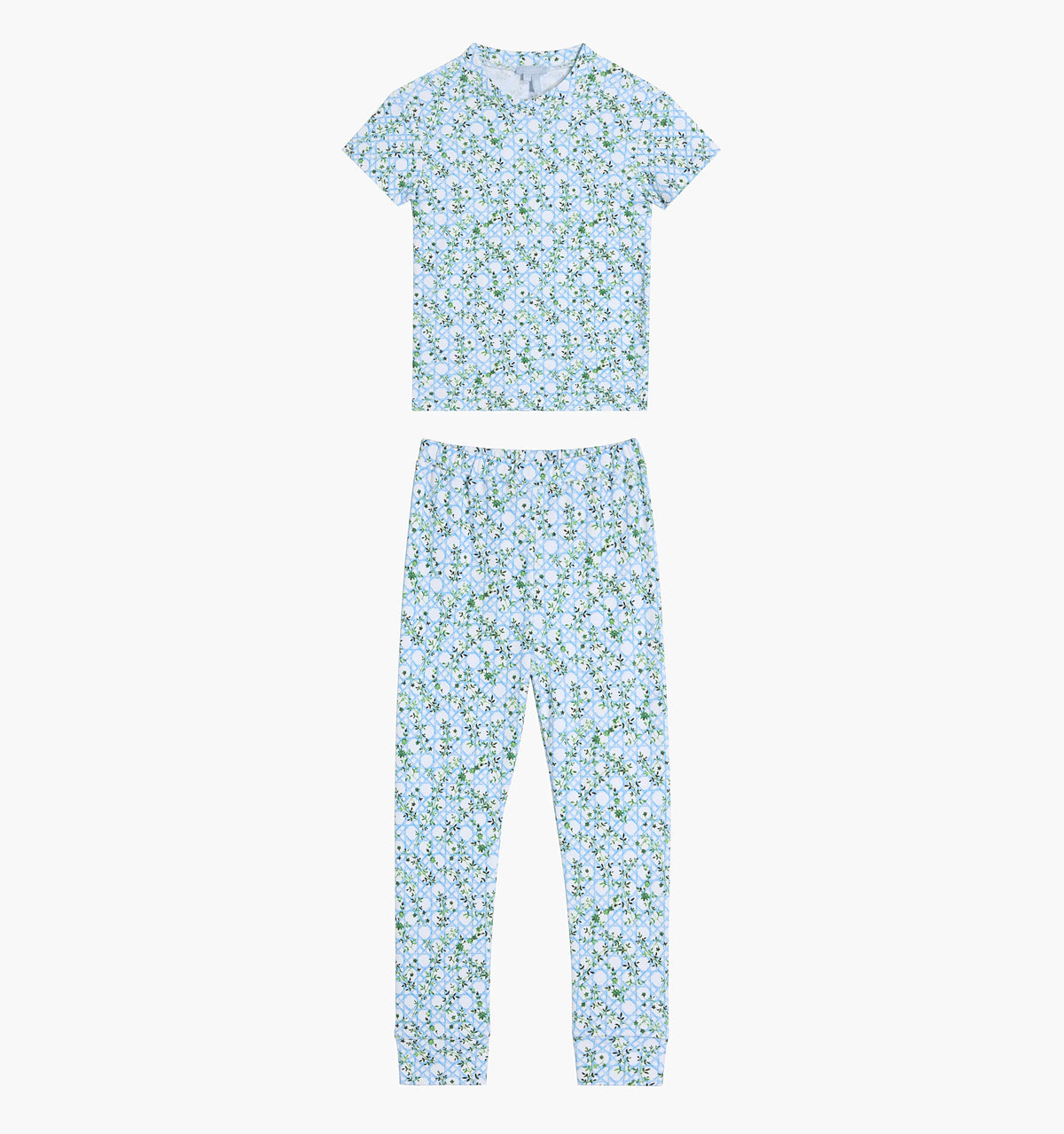 Couturebud The Tiny PJ Set - Blue Basketweave Vine