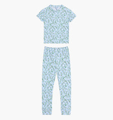 Couturebud The Tiny PJ Set - Blue Basketweave Vine