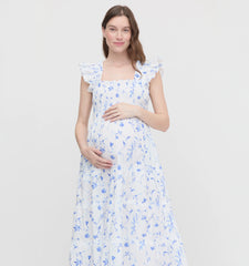 Couturebud The Maternity Ellie Nap Dress - Blue Botanical