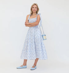 Couturebud The Ribbon Ellie Nap Dress - Blue Vine Stripe