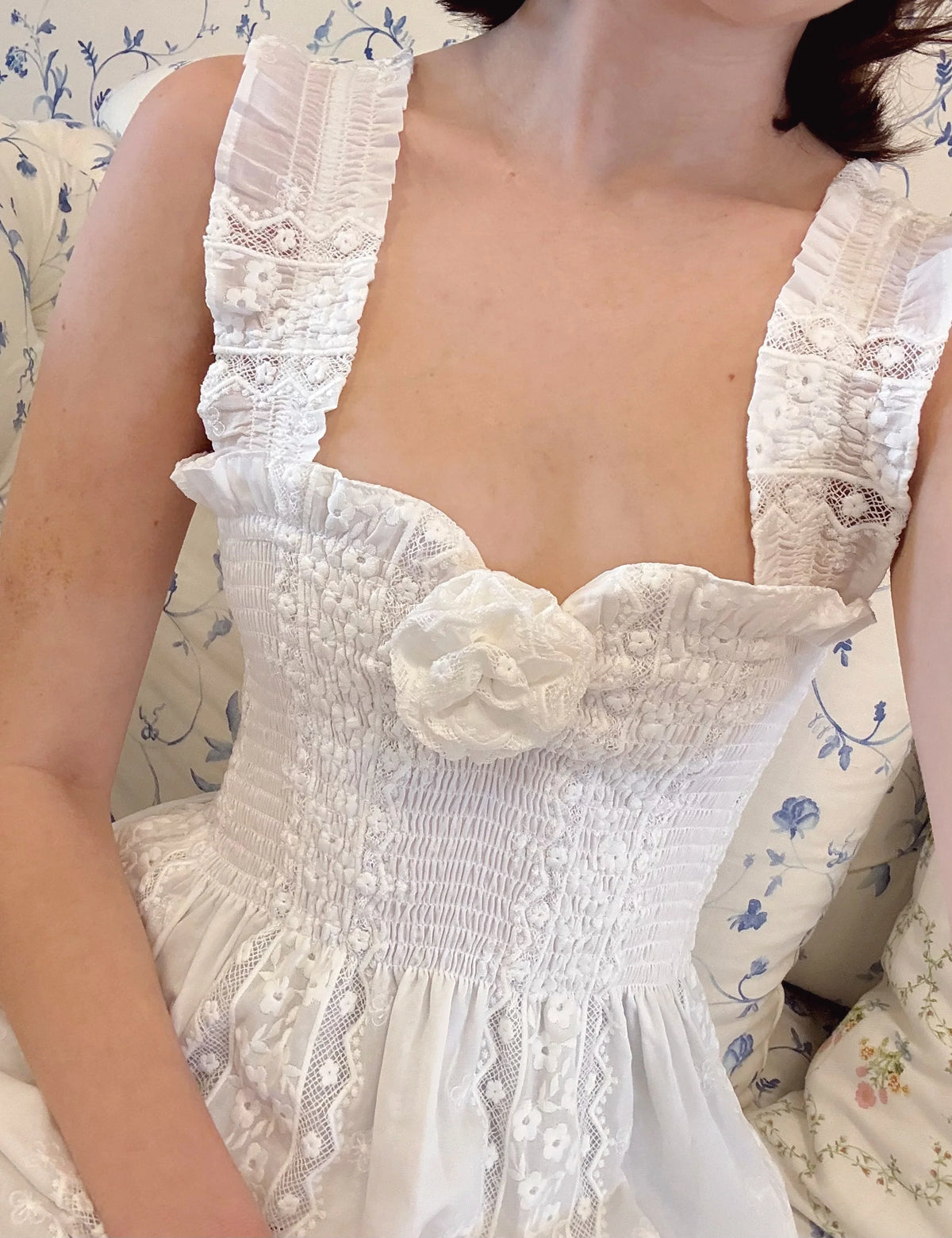 CouturebudThe Rosetta Nap Dress - White Broderie Voile